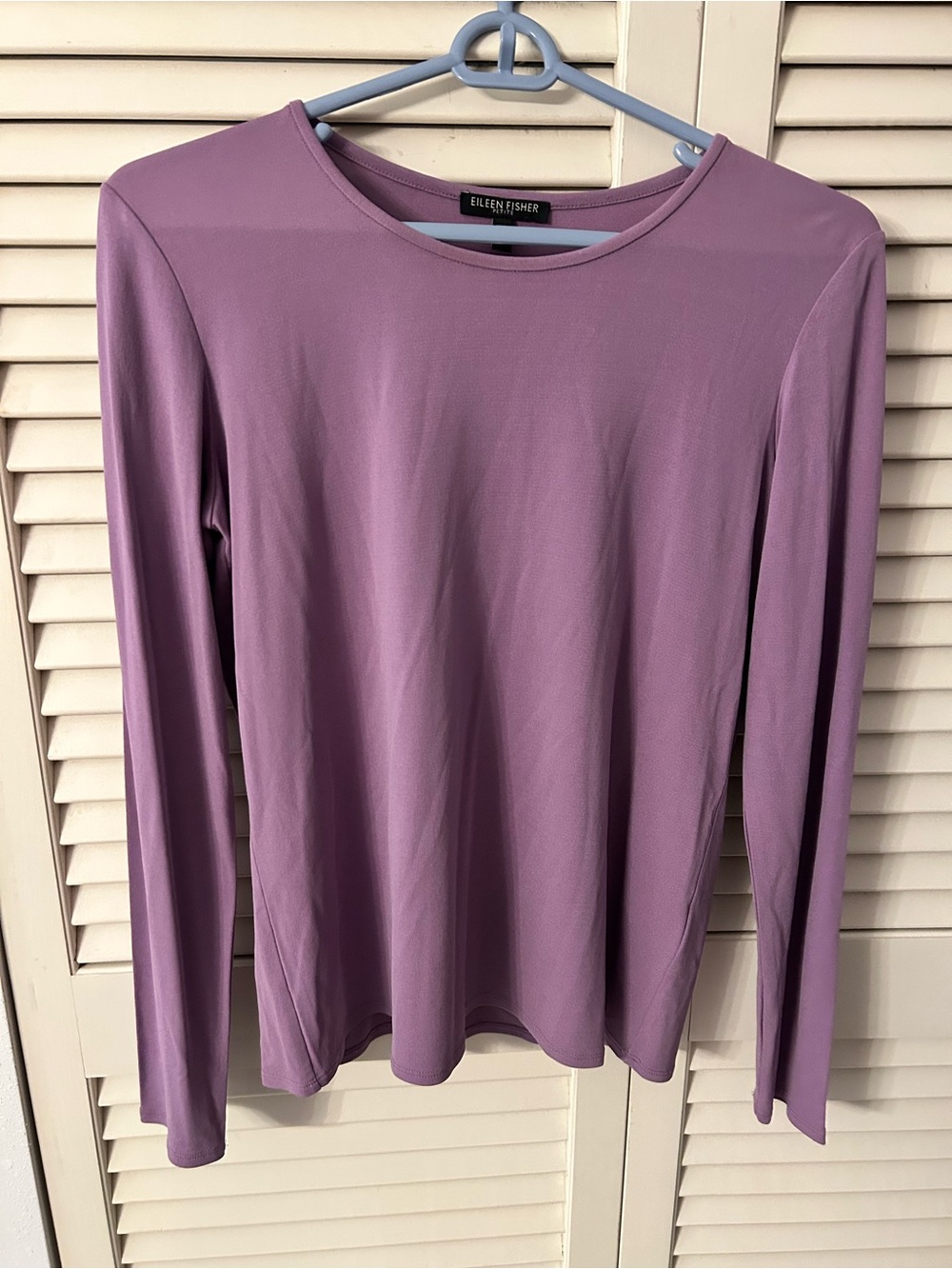 Eileen Fisher Dusty Lavender Long-Sleeve Crewneck Top